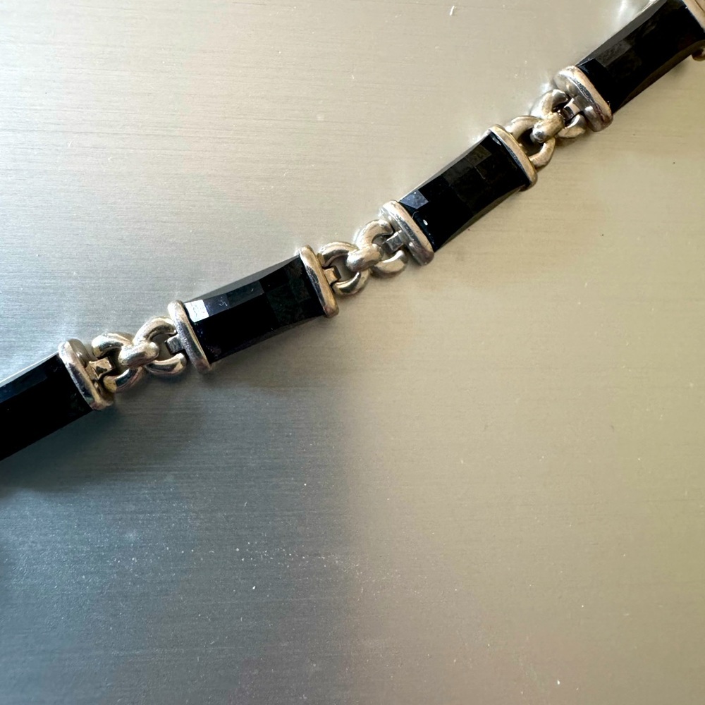 Black Onyx and Sterling Silver Link Bracelet
